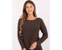 Čokoládový svetr s lesklou nití RUE PARIS Hnědá, Univerzální