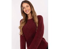 Bordový brokátový dámský svetr RUE PARIS Kaštanová, Univerzální