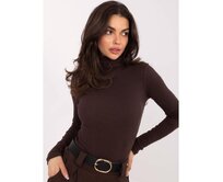 Čokoládová základní blůza s rolákem RUE PARIS Hnědá, L/XL