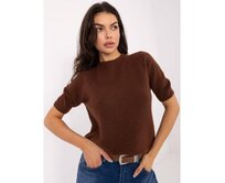 Světle hnědý dámský svetr s krátkými rukávy Hnědá, Univerzální