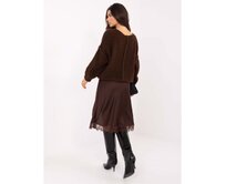 Tmavě hnědý bouclé svetr s dlouhými rukávy Hnědá, Univerzální