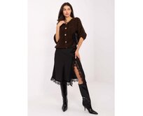 Tmavě hnědý svetr s knoflíky v oversize střihu Hnědá, Univerzální