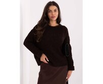 Tmavě hnědý bouclé svetr oversize střihu Hnědá, Univerzální