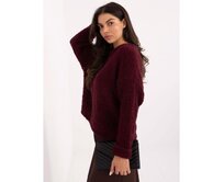 Bordový svetr boucle s příměsí vlny Kaštanová, Univerzální