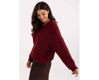 Bordový oversize svetr s kulatým výstřihem Kaštanová, Univerzální