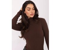 Tmavě hnědá přiléhavá základní blůza s pruhy RUE PARIS Hnědá, S/M