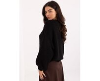 Černý oversize svetr s copánkovým vzorem Černá, Univerzální