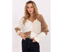 Ecru-camelový svetr s volánky na rukávech RUE PARIS Ecru, Univerzální