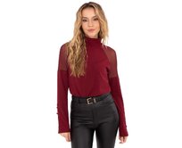 Bordová blůza s síťovanými vsadkami RUE PARIS Kaštanová, Univerzální