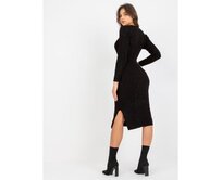 Dámské šaty s kostkovaným vzorem pletené midi RUE PARIS černé Černá, Univerzální