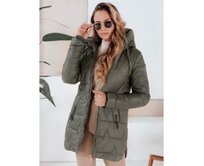 Dámská zimní bunda prošívaná s kapucí zelená Zelená, XXL