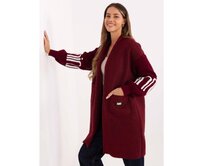 Bordový dámský kardigan s nápisy na rukávech. Kaštanová, Univerzální