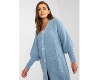 Dámský svetr s kapsami dlouhý OCH BELLA světle modrý Světle modrá, Univerzální