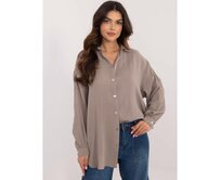 Tmavě béžové dlouhé mušelínové tričko SUBLEVEL Vícebarevný, S/M