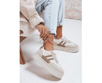 Dámské zateplené tenisky na platformě béžové Béžová, 37