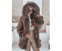 CITYGLANCE dámská zimní bunda s kožešinou hnědá Khaki, XXL