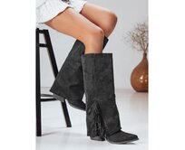 Dámské semišové boho boty béžové Černá, 36