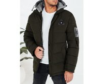 Pánská zimní bunda prošívaná s kapucí zelená Zelená, S