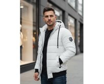 Pánská zimní bunda prošívaná s kapucí bílá Bílá, S