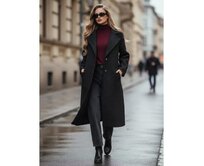 Dámský dlouhý kabát z ovčí kůže černý z Černá, S