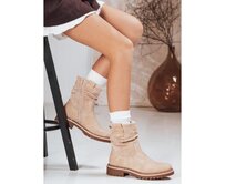 Dámské semišové kozačky béžové Béžová, 36