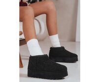 Dámské sněhule z látky s kožíškem černé Černá, 36