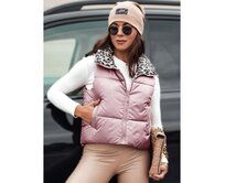 Dámská přechodová krátká prošívaná vesta LEOVELLA oboustranná růžová Růžová, S