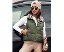 Dámská přechodná krátká prošívaná oboustranná vesta LEOVELLA zelená Zelená, S