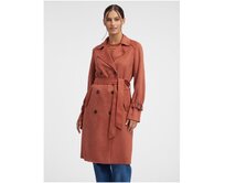Cihlový dámský trenčkot v semišové úpravě Hnědá, 36