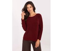 Tmavě hnědý dámský svetr s kulatým výstřihem Kaštanová, Univerzální