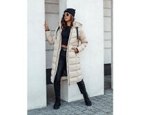 Dámská prošívaná zimní bunda s kapucí MENSI béžová Béžová, S