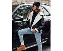 Dámská zimní kožená bunda BELLCIAO černá a béžová Černá, S