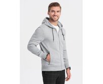 Pánská rozepínací mikina s kapucí V2 OM-SSZP-22SS-010 šedá melange Šedá, S