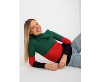 Dámská halenka pruhovaná s rolákem MIDA tmavě zeleno-černý Tmavě zelená, Univerzální