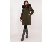 Khaki dlouhá zimní bunda s kapsami Khaki, S