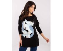 Černá bavlněná halenka s potiskem Černá, L