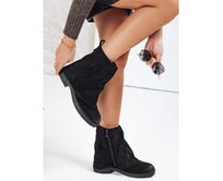 Dámské kotníkové boty ze semiše s ohrnutým svrškem, černé Černá, 37