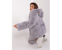 Dámská bunda s kožešinou a kapucí ETE šedá Šedá, L/XL