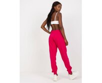 Fuchsiové teplákové kalhoty basic s vysokým pasem Růžová, XL