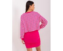 Fuchsiově-bílý basic komplet se zvrásněnými šaty Růžová, Univerzální