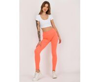 Fluo oranžové pruhované legíny basic high waist Oranžová, Univerzální