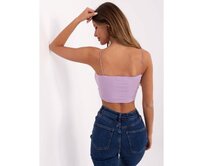 Lilový krátký top basic s pruhy SUBLEVEL Fialová, L