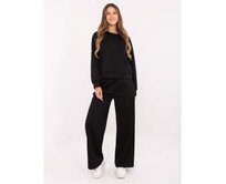 Černý teplákový komplet se širokými kalhotami Černá, Univerzální