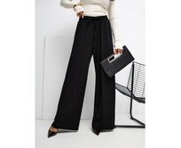 Černé basic kalhoty se širokými nohavicemi RUE PARIS Černá, S/M