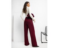 Bordové teplákové kalhoty s prošíváním RUE PARIS Kaštanová, S/M