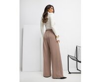 Tmavě béžové kalhoty palazzo s kapsami RUE PARIS Vícebarevný, S/M