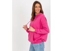 Fuchsiová mikina s kapucí a kapsou Růžová, S