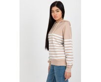 Bežovo-bílá dámská mikina basic s kapucí RUE PARIS Vícebarevný, S