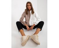 Bežovo-bílá mikina basic s kapucí z bavlny RUE PARIS Vícebarevný, S/M