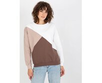 Bílo-hnědá bavlněná mikina basic bez kapuce Vícebarevný, Univerzální